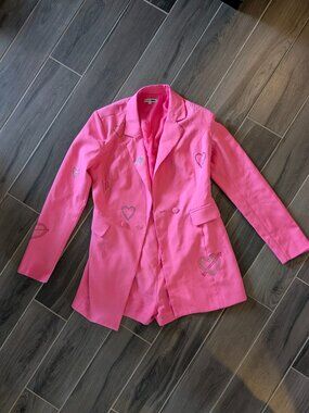 Hot Pink Rhinestone Heart Blazer + Shorts Set 💖 (Fashion Nova – Size L)